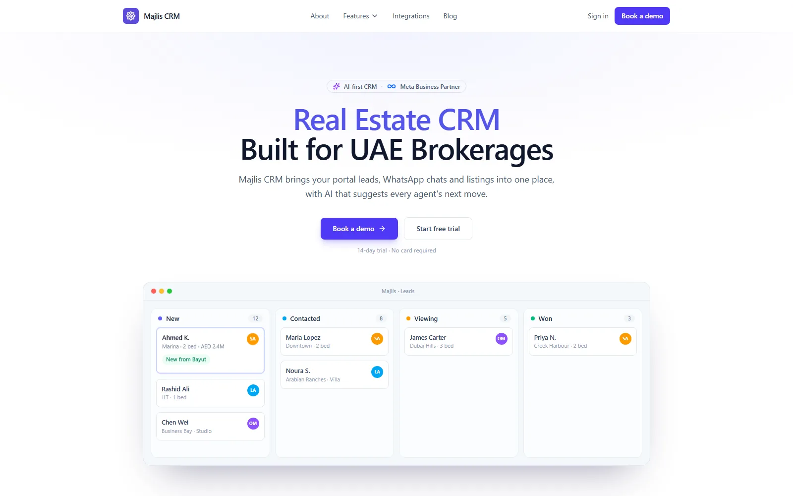 Majlis CRM landing page